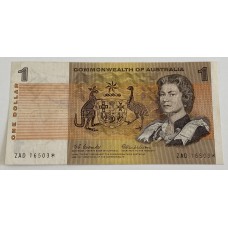 AUSTRALIA 1966 . ONE 1 DOLLAR BANKNOTE . COOMBS/WILSON . STAR NOTE